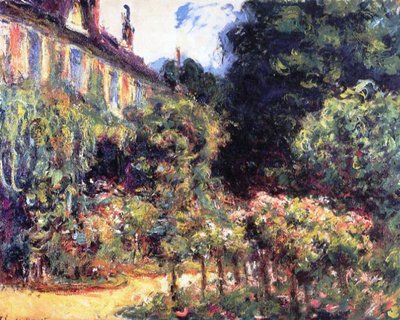 Giverny, het huis vanuit de tuin door Claude Monet